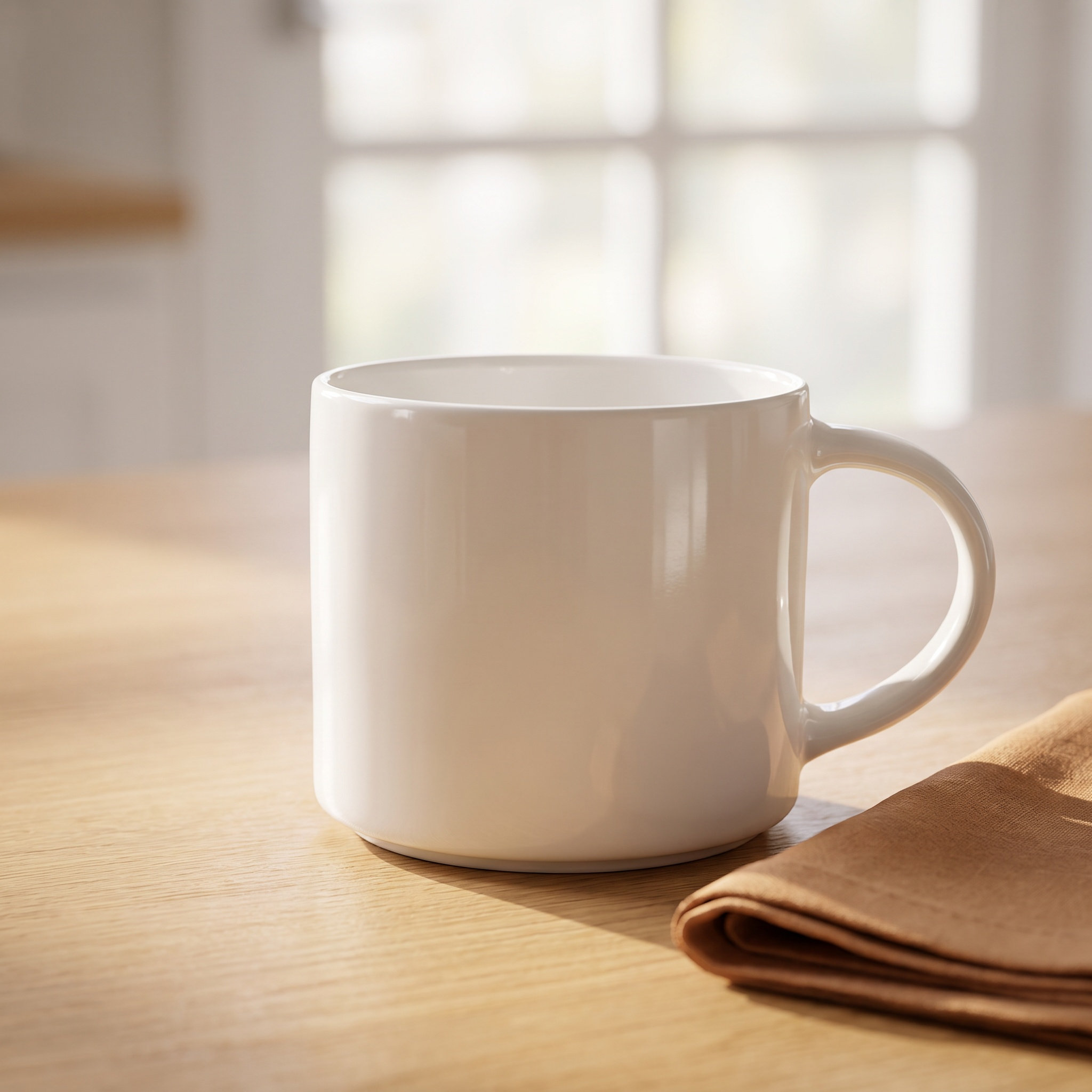 Sublimation Mug White - 白いセラミック製コーヒーマグカップ 15オンス ハンドル付き シンプルで上品 オフィス キッチン