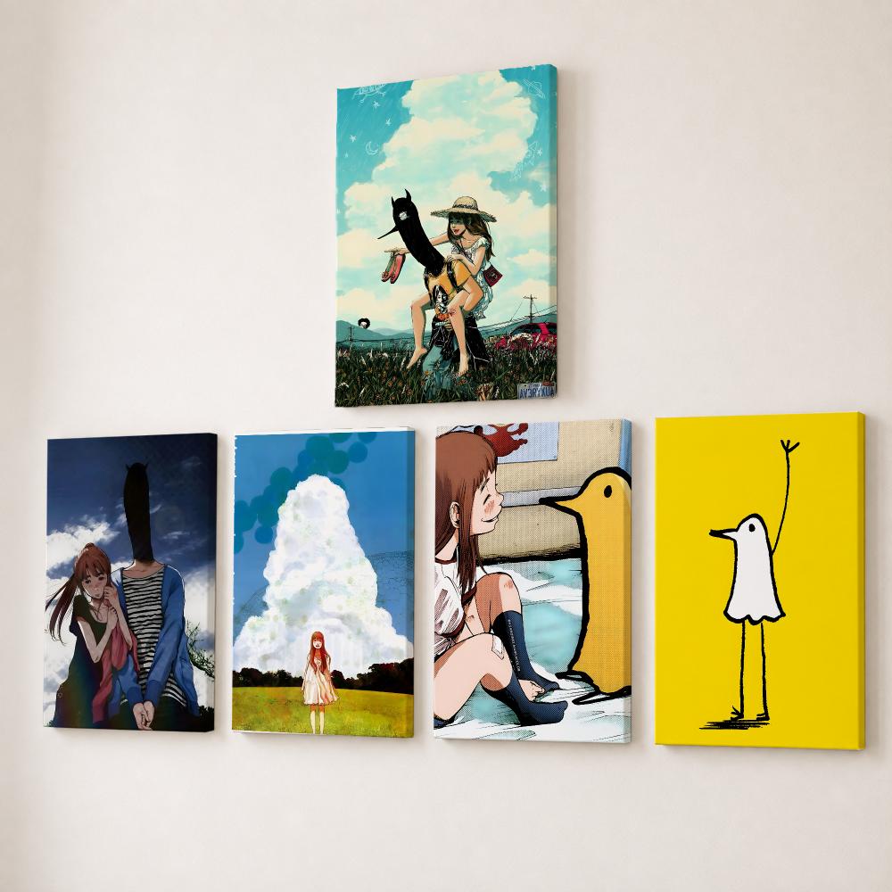 Canvas Wrap Ready - グッドナイト・プンプン アニメ絵画書道 HDキャンバスウォールアート 内枠付き ギャラリーラップ済み すぐに飾れる