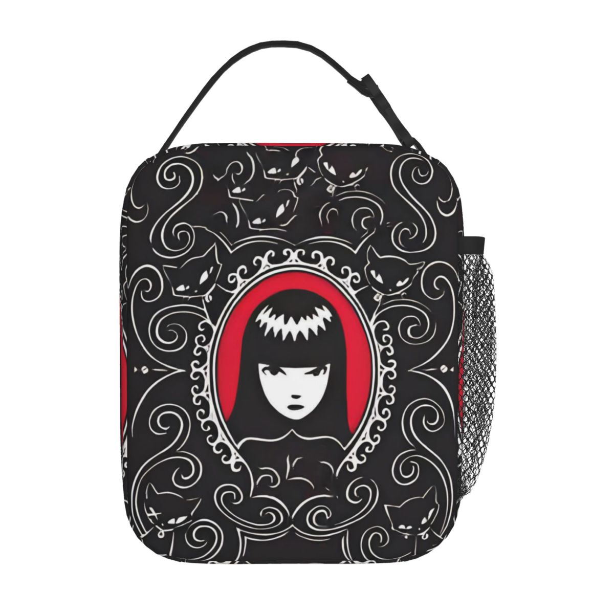 Tote Bag Sublimation - E-Emily The Strange 面白いプリント断熱ランチバッグ 大型漫画ランチコンテナ クーラーバッグ