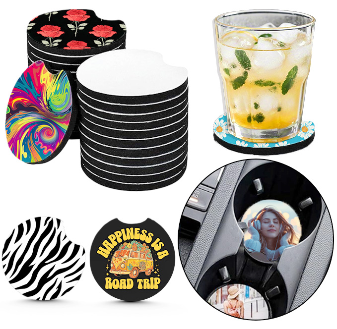 10/20個入り昇華印刷用ブランクカーコースター、10/20 - Coaster Sublimation Blank のレビューと価格
