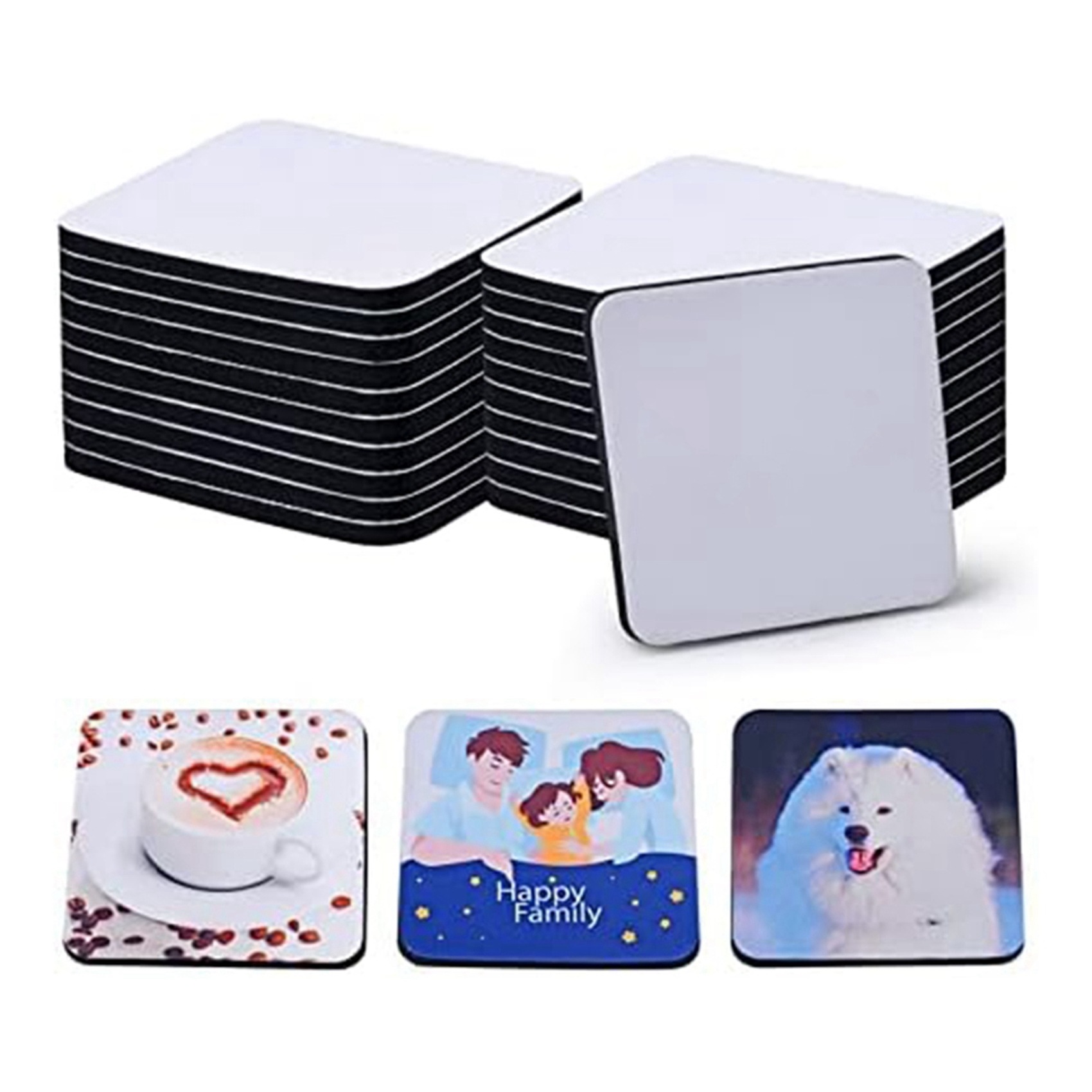 40個の正方形昇華ブランクコースター、3.5 X 3.5イン - Coaster Sublimation Blank のレビューと価格