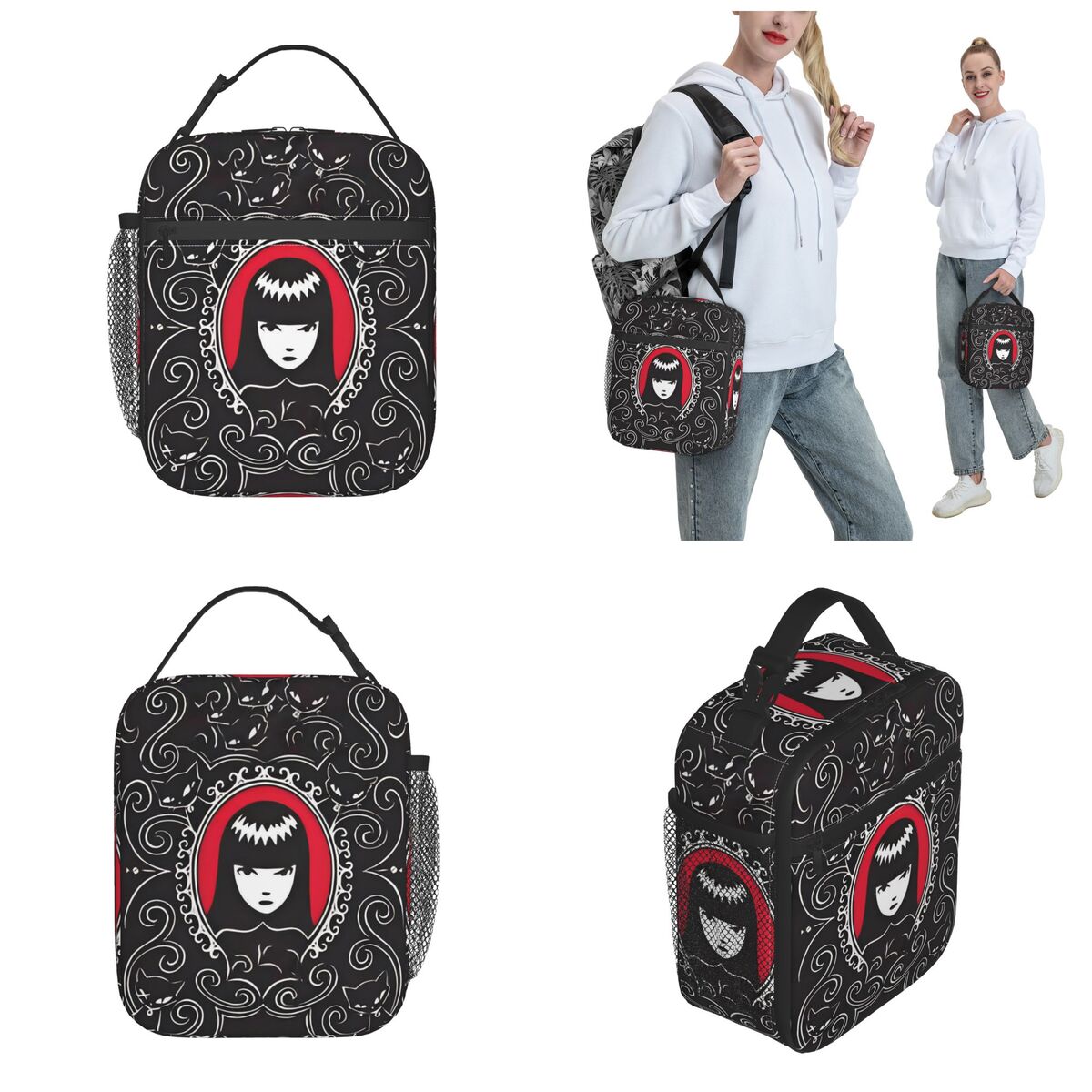 E-Emily The Strange 面白いプリント断熱ラ - Tote Bag Sublimation のレビューと価格
